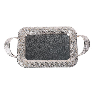 Cutwork tray with handles - Silver