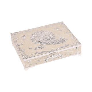 Enamel Peacock dry fruit box (white)