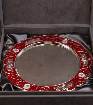 Red Meena Round Tray