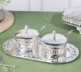 Sugar Pots with Tray (Set of 2 )