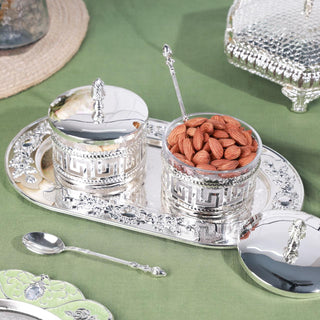 Sugar Pots with Tray (Set of 2 )