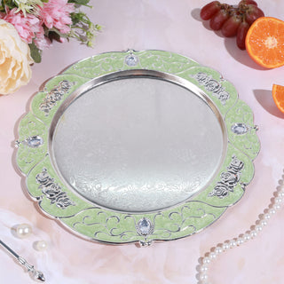 Green Meena Round Tray