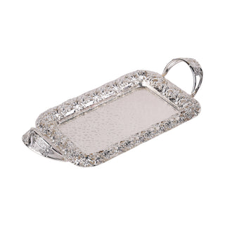 Cutwork tray with handles - Silver