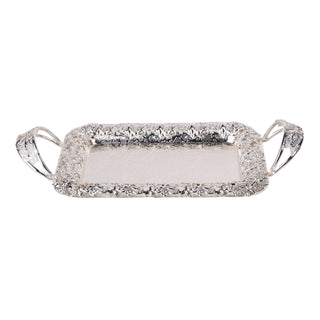 Cutwork tray with handles - Silver