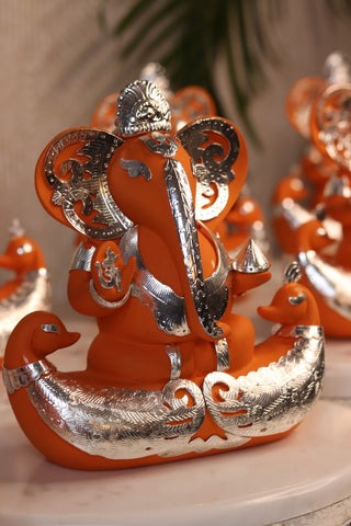 Lord Ganesha With Jewellery (Saffron)