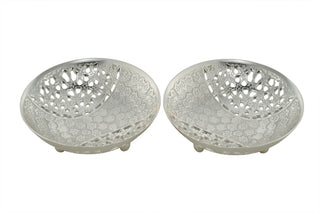 Silver cutwork round tray