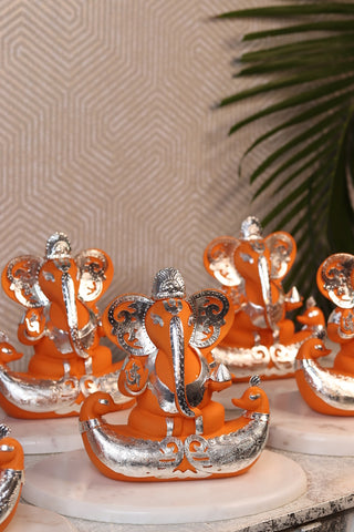 Lord Ganesha With Jewellery (Saffron)