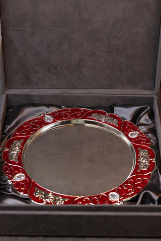 Red Meena round Tray