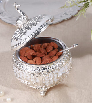 Peacock Sugar Pot (White)